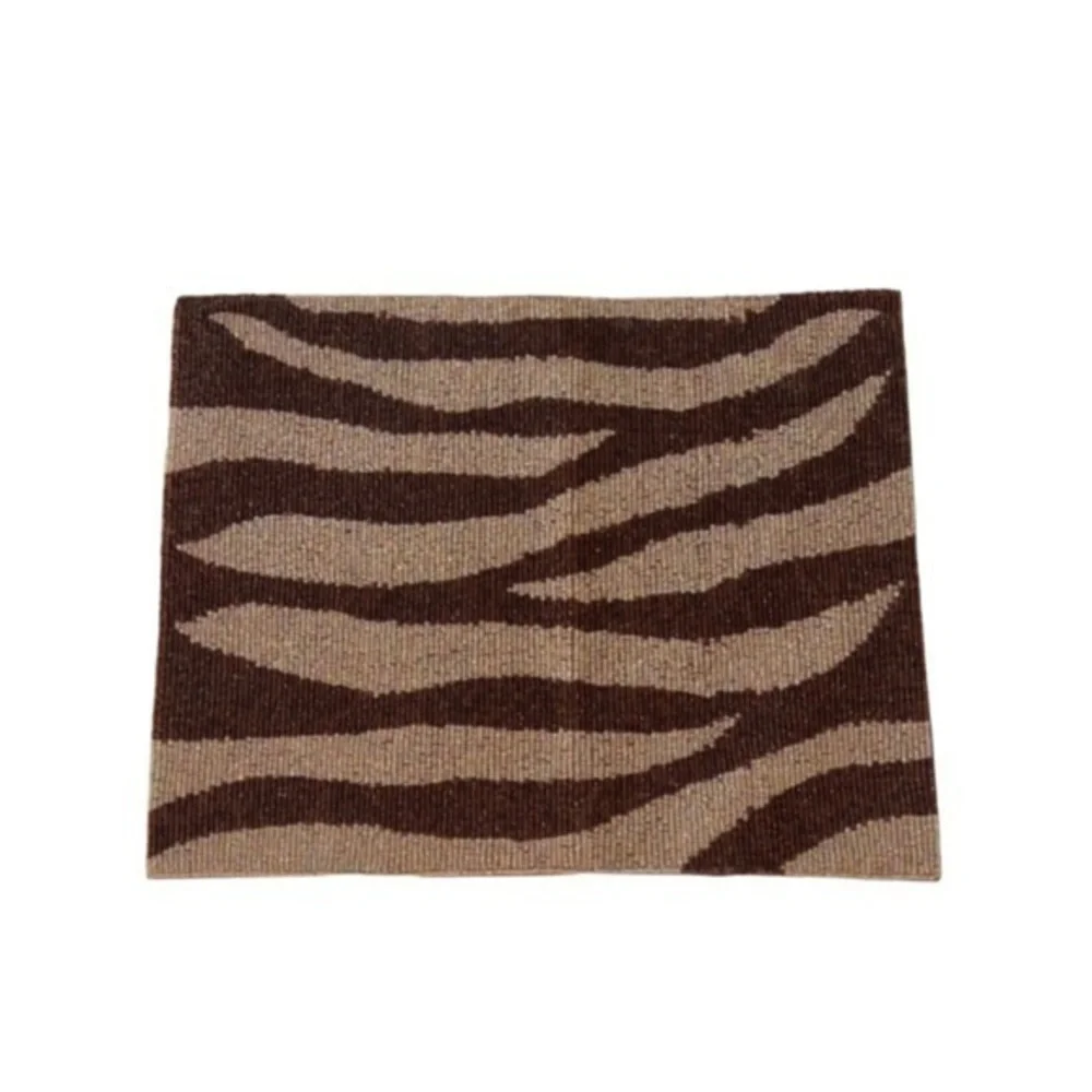 Set‎ of 4 Z Gallerie Modern Contemporary Zebra Print Brown Beaded Place Mats